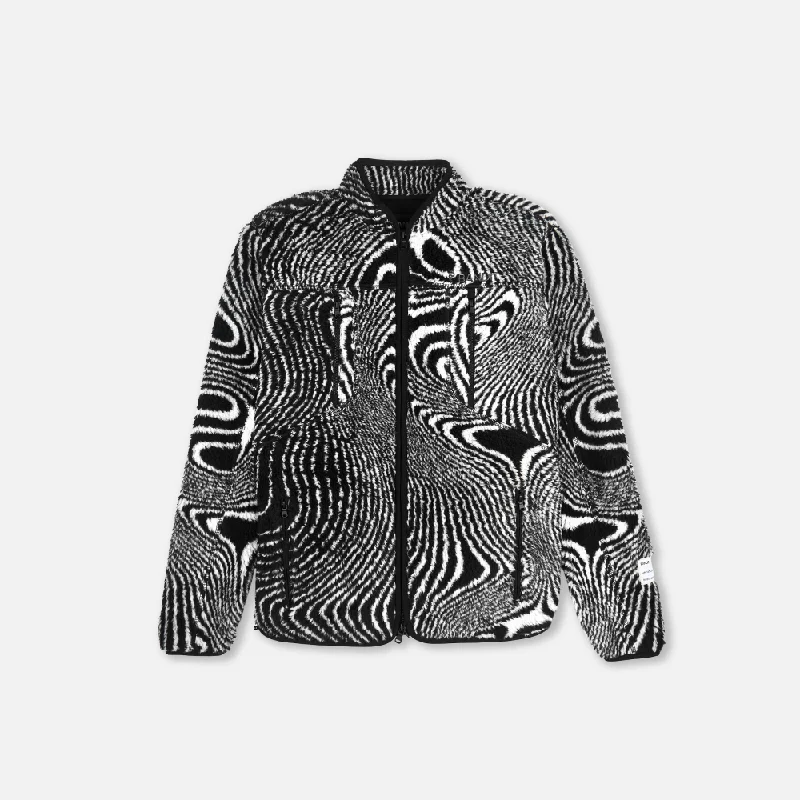 Topographic Jacquard Iceland Fleece Jacket, Unisex - Black/White