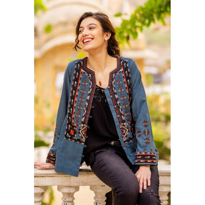 Novica Handmade City Palace Embroidered Cotton Jacket