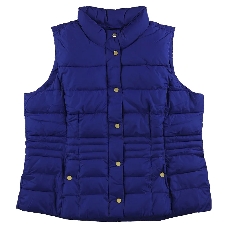 Charter Club Womens Casual Quilted Vest, Blue, Large