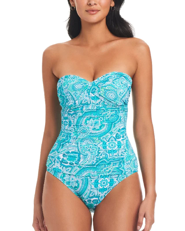 2024 Bleu by Rod Beattie Coastal Cool Twisted Bandeau One Piece Swimsuit - Rbcc24647 Twist Bandeau 1Pc COASTAL COOL