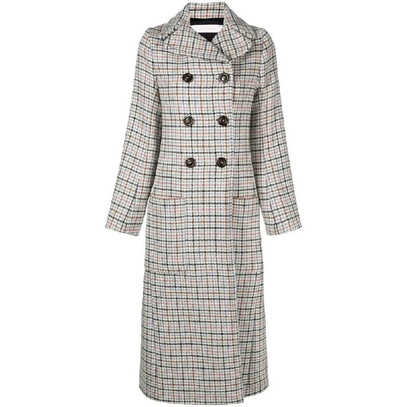 See by Chloe Women's City Check Long Wool Coat, Milk