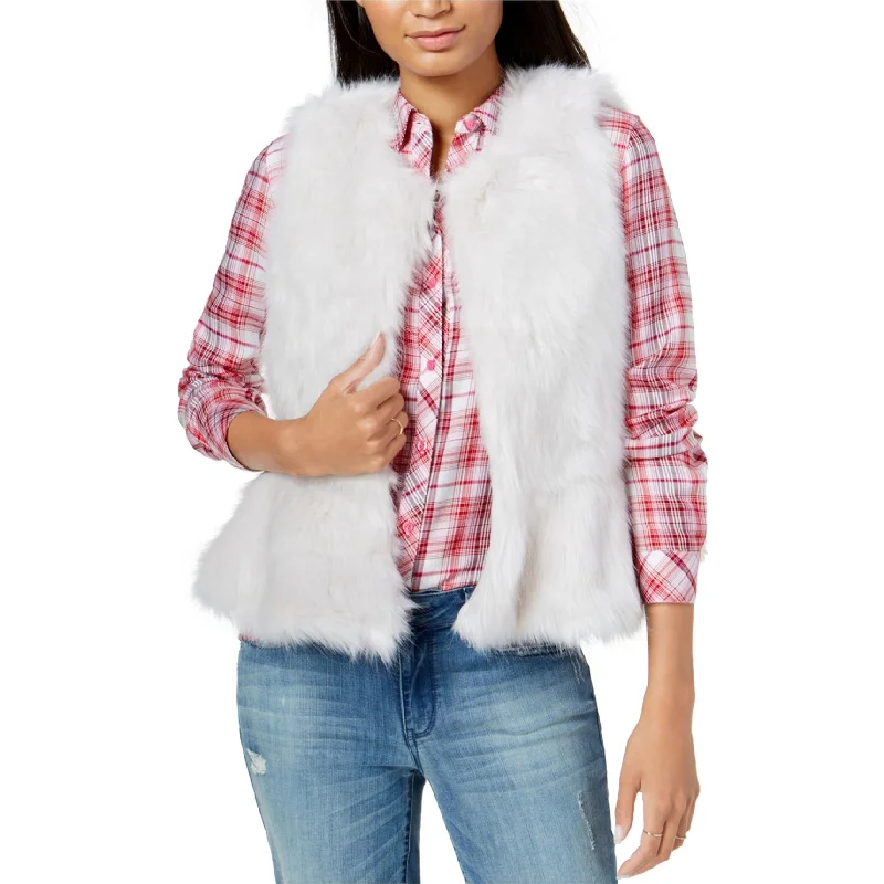 Maison Jules Womens Peplum Faux Fur Vest