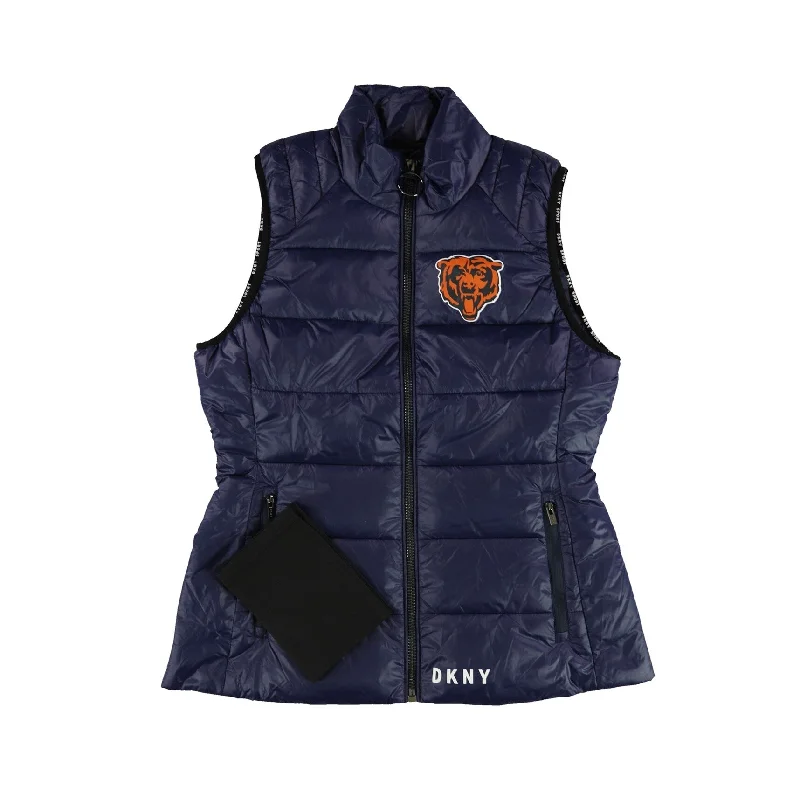 DKNY Womens BEA Puffer Vest, Blue, Small