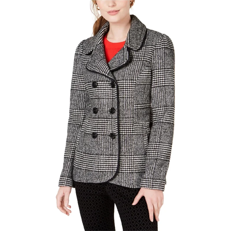 Maison Jules Womens Plaid Pea Coat