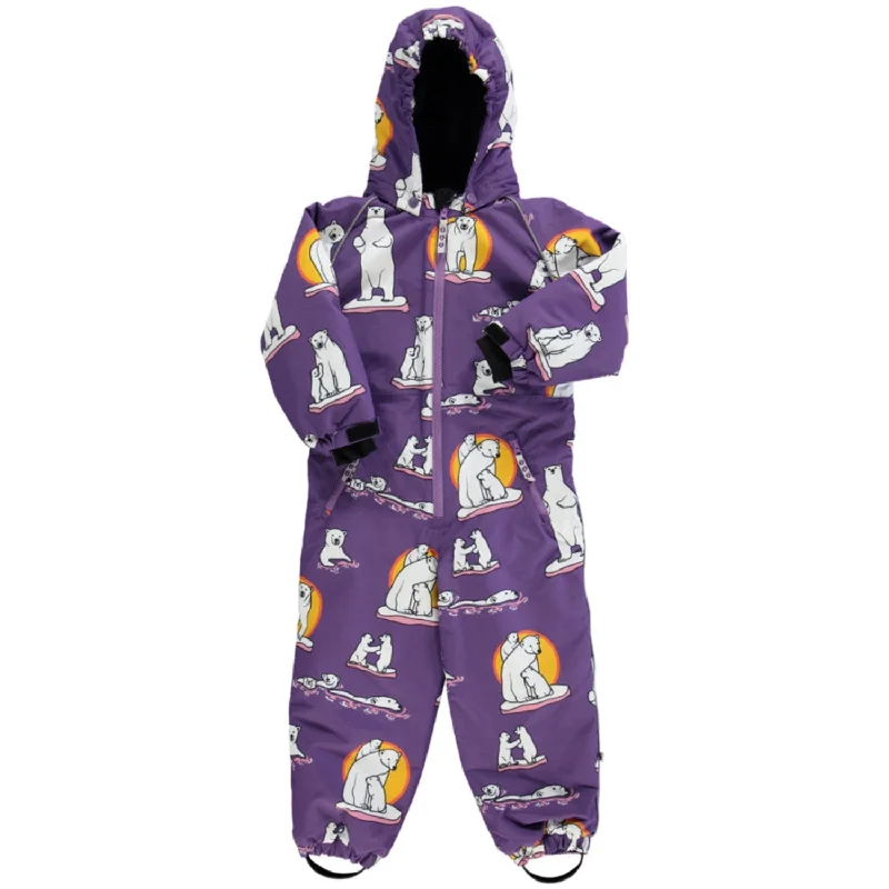 Småfolk Purple Heart Snowsuit For Kids With Polar Bears