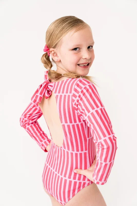 Mini Surfer Girl One Piece | Pink Stripe