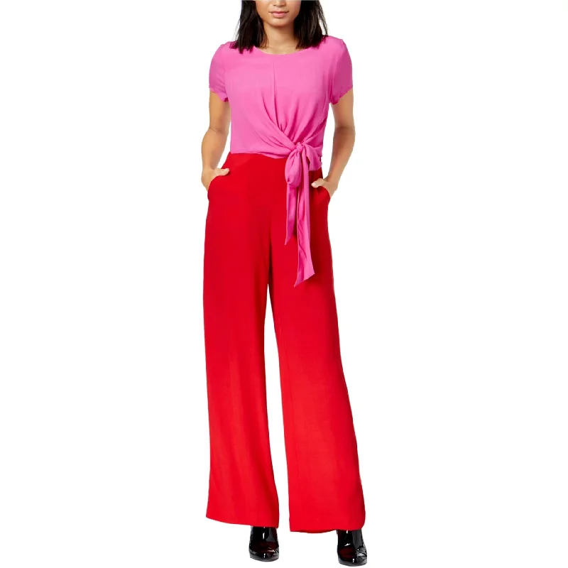 Maison Jules Womens Colorblocked Tie-Front Jumpsuit