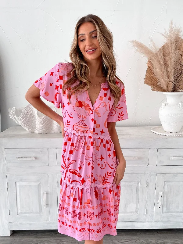 Reyanne Dress - Pink Print