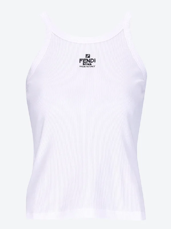 Fendi ribbed cotton jersey top