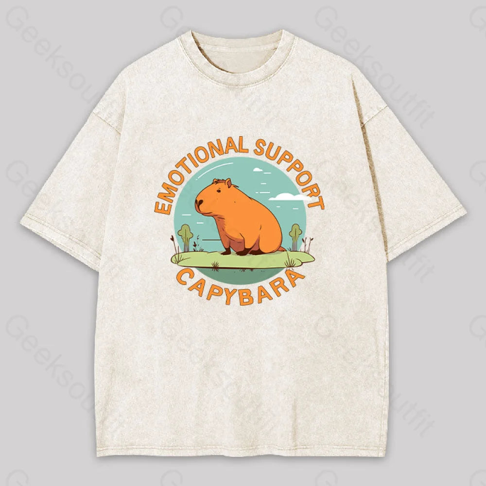 Emotional Support Capybara Washed T-shirt