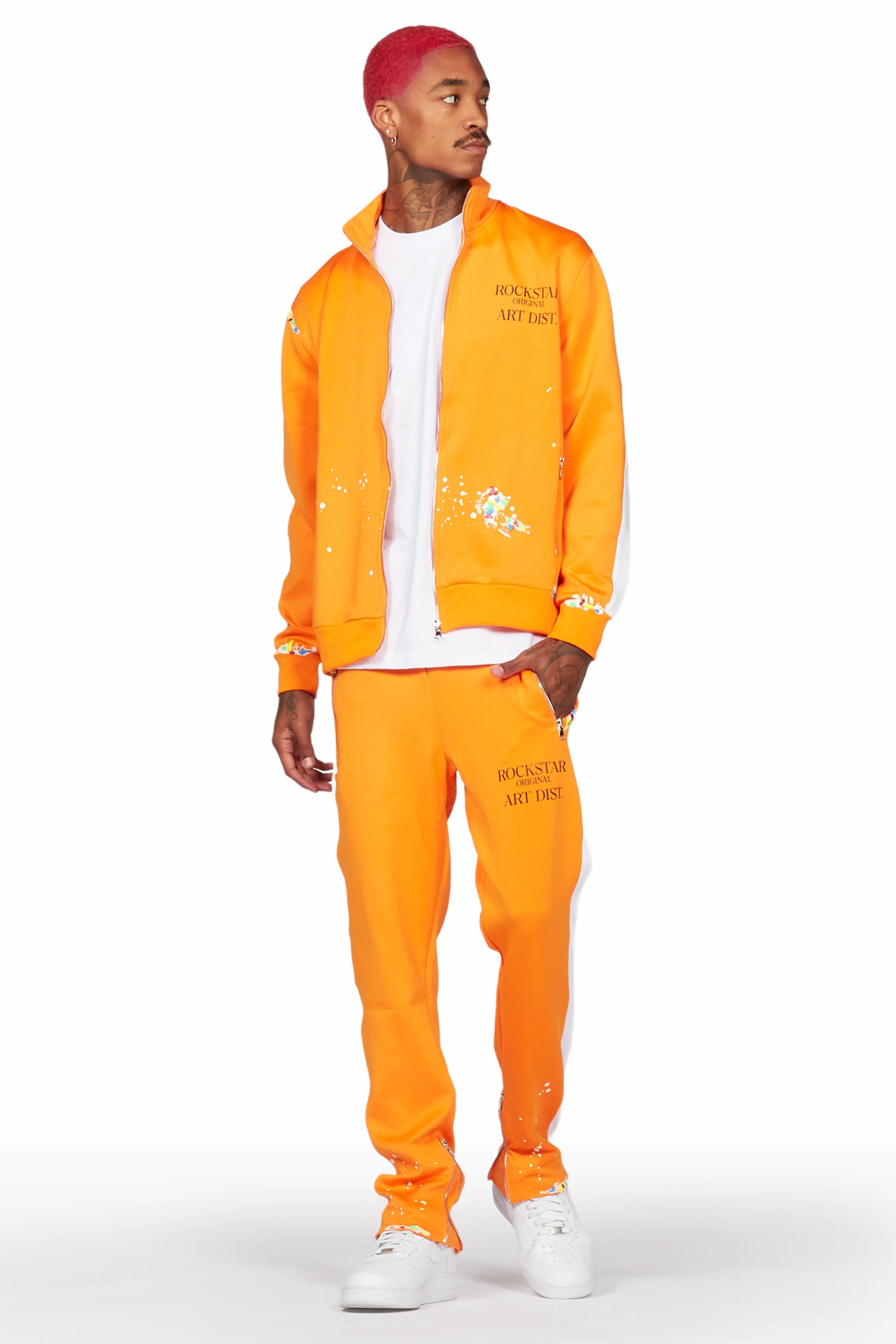 Rockstar Art Dist. Orange Tricot Slim Fit Track Set