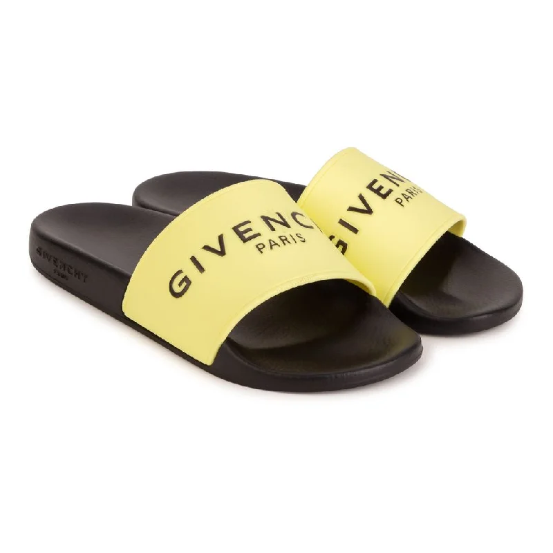 Black & Yellow Logo Slippers