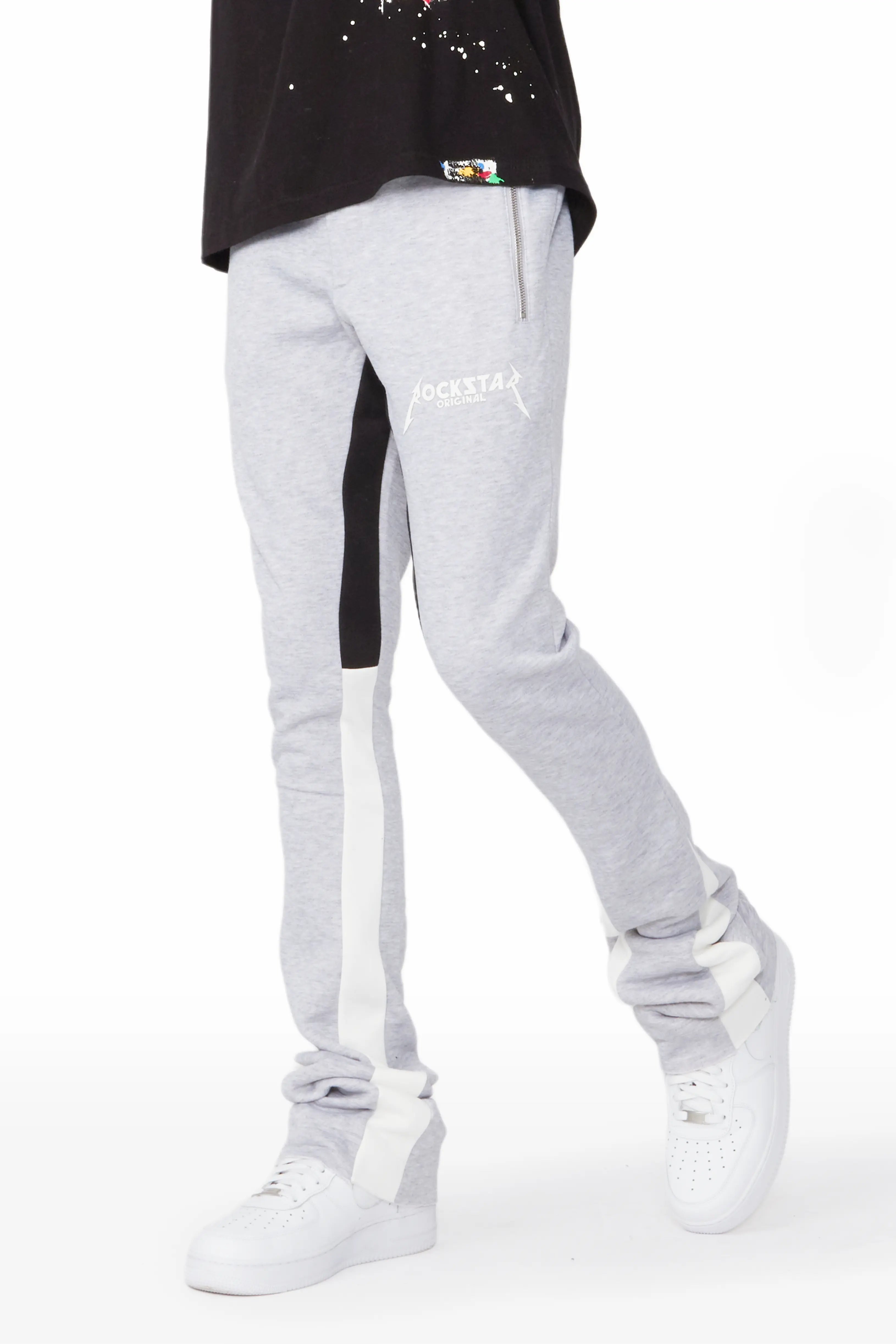 Everest Heather Grey Stacked Flare Track Pant