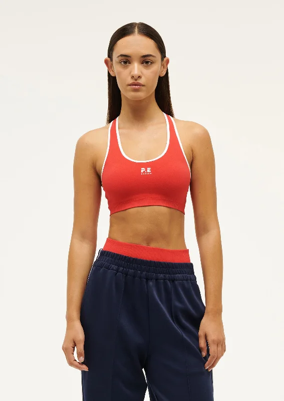 RESTORE SEAMLESS SPORTS BRA IN POPPY RED