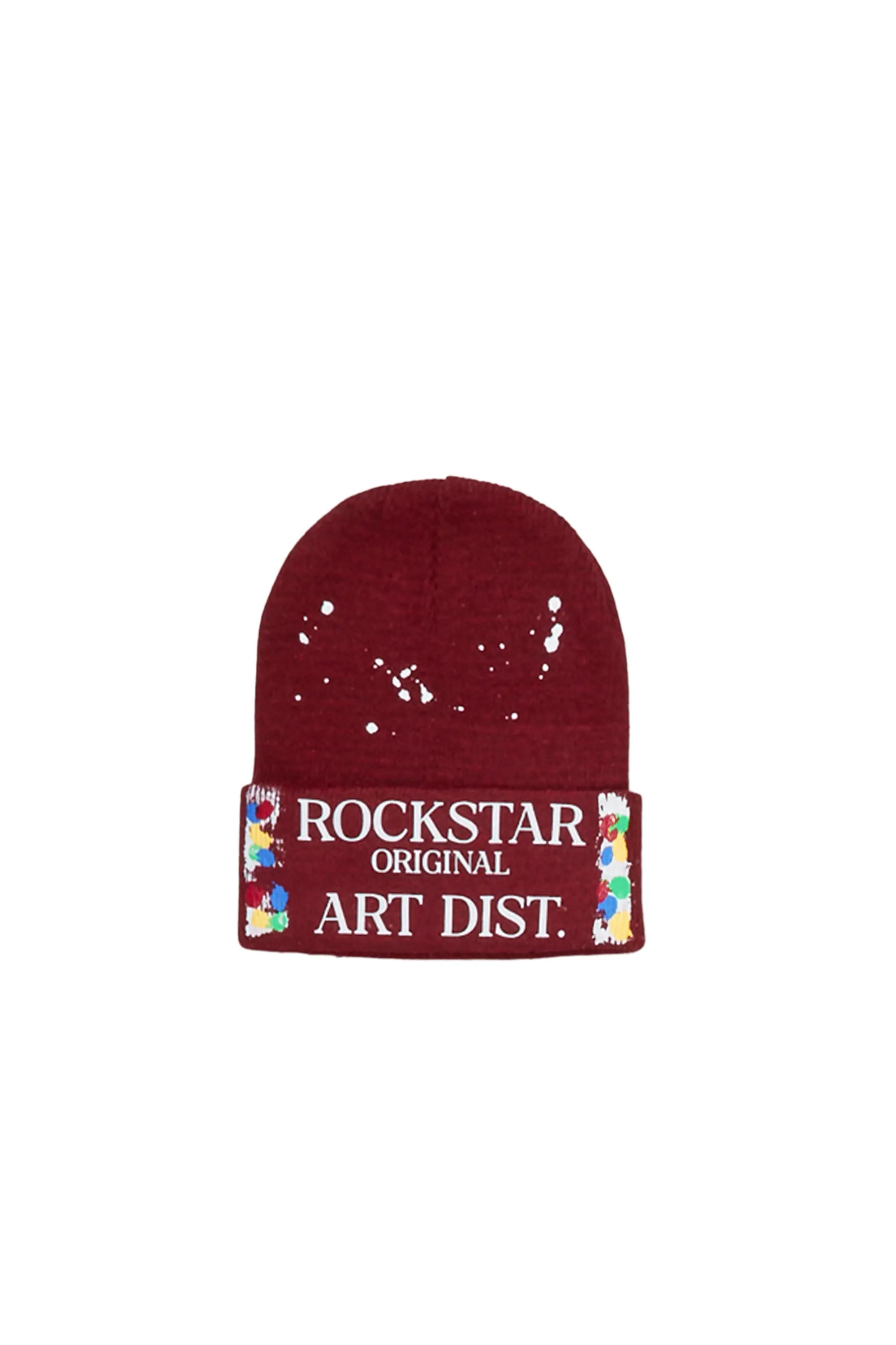 Boys Axelly Burgundy Graphic Beanie