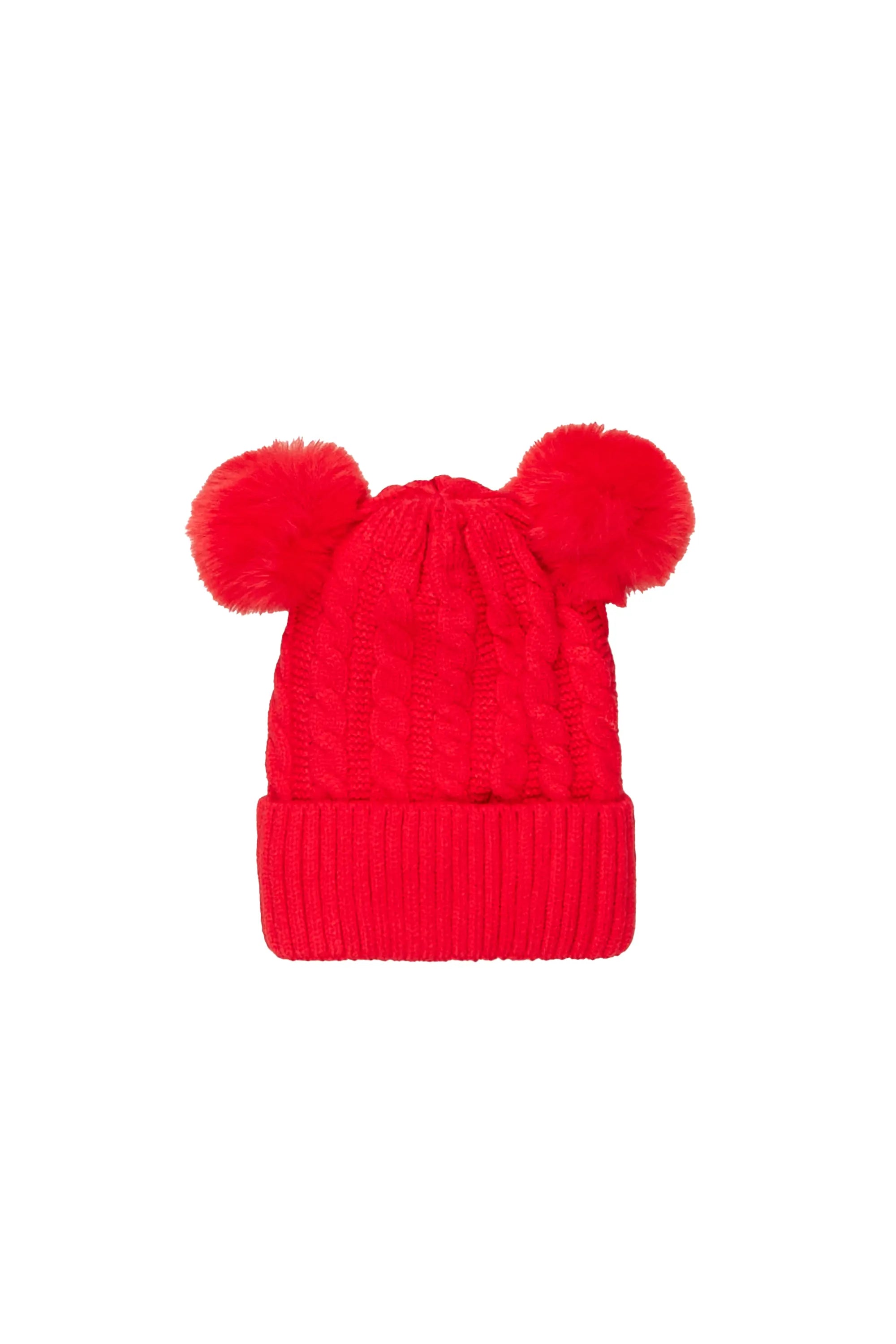 Girls Yara Red Solid Pom Pom Beanie