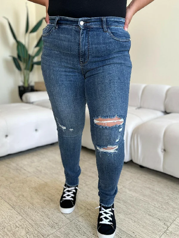 Judy Blue Full Size High Waist Distressed Skinny Jeans | Sleek Denim Boutique