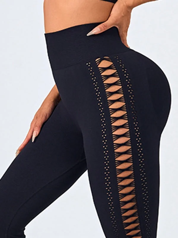 ZASUWA Female Lace-up Breathable Scrunch Bum High-waisted Leggings