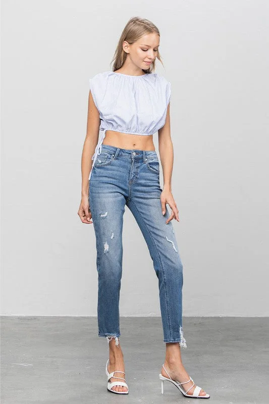 Mid Rise Slim Girlfriend Jeans