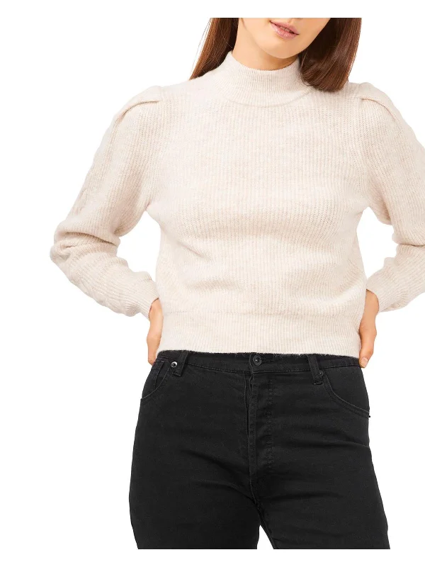 Womens Open Back Knit Mock Turtleneck Sweater