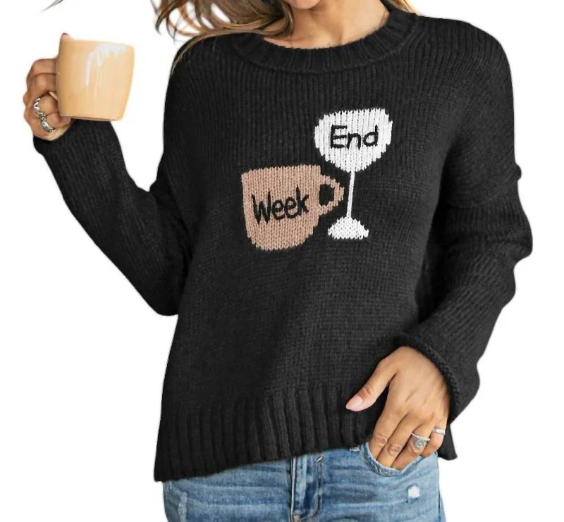 Week Vs End Crew Sweater In Black