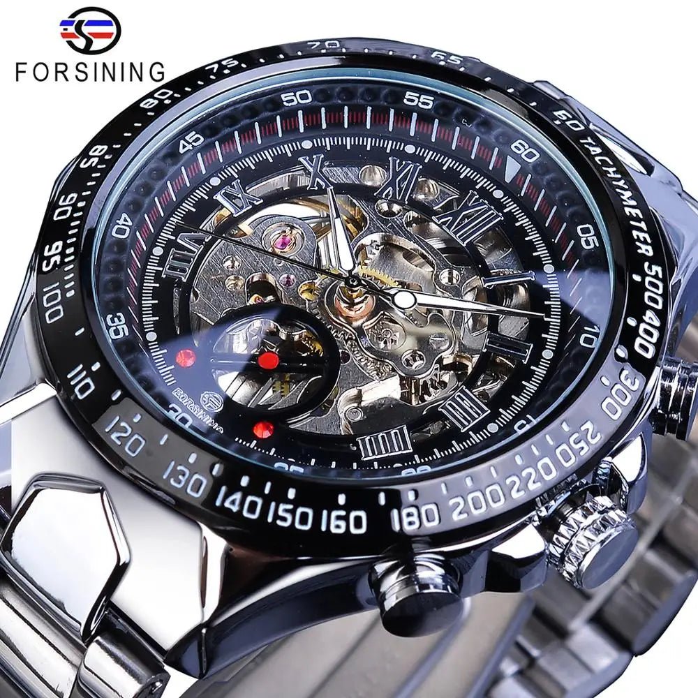 Luxury Waterproof Skeleton Watch for Men - Mechanical Hand Wind Design, Elegant Style