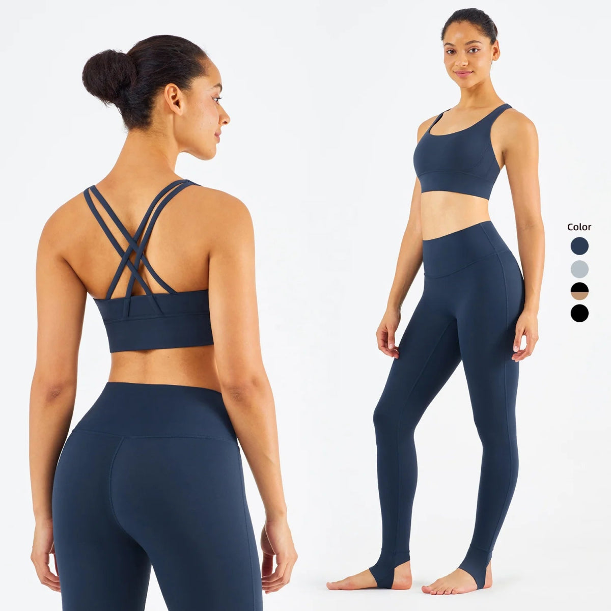 Women's Workout Leggings Set with Stirrup Design | Nylon/Spandex Mix in Multiple Options | Size 4-10 | WX1249-CK1428