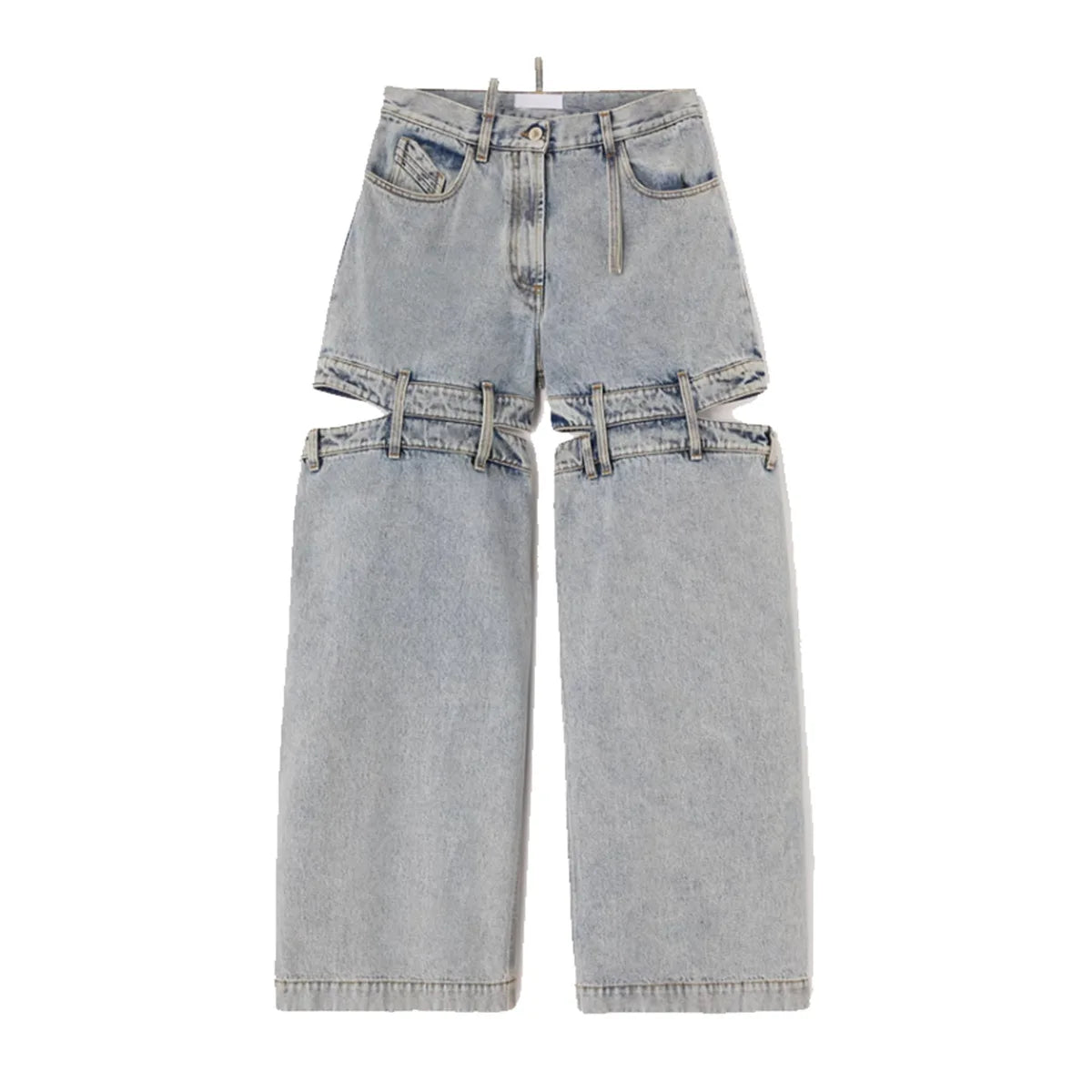 GX249h Women's Fashion Street Wear Special Design Washable Loose Jeans Retro Casual Cargo Denim Pant