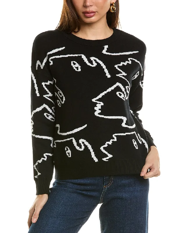 T Tahari Face Pattern Sweater