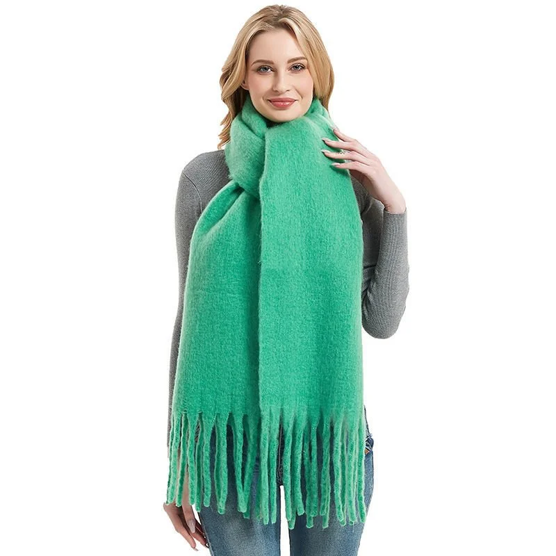 Thick Women's Scarf in Mohair Twist Braid, Stylish Plush Winter Accessory for Warmth and Elegance