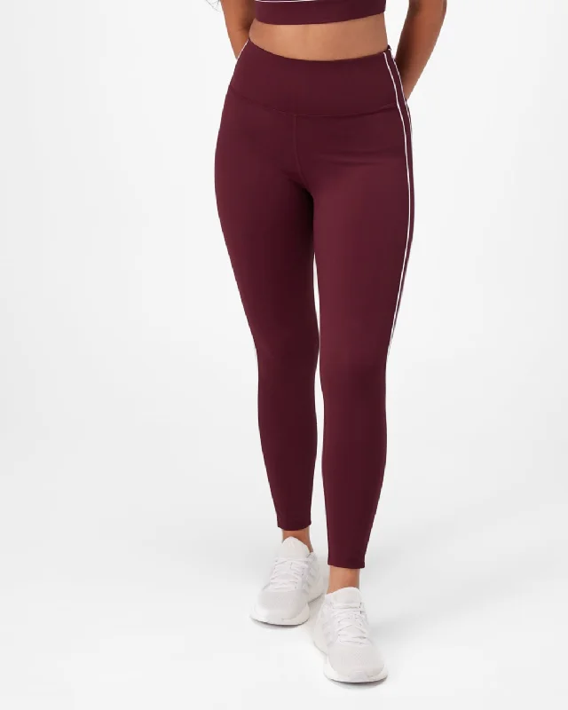 INSPORT WOMENS SWIFT PIPING FULL LENGTH TIGHT BURGUNDY