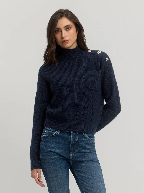 Eco Navy Zylee Mock Neck Jumper