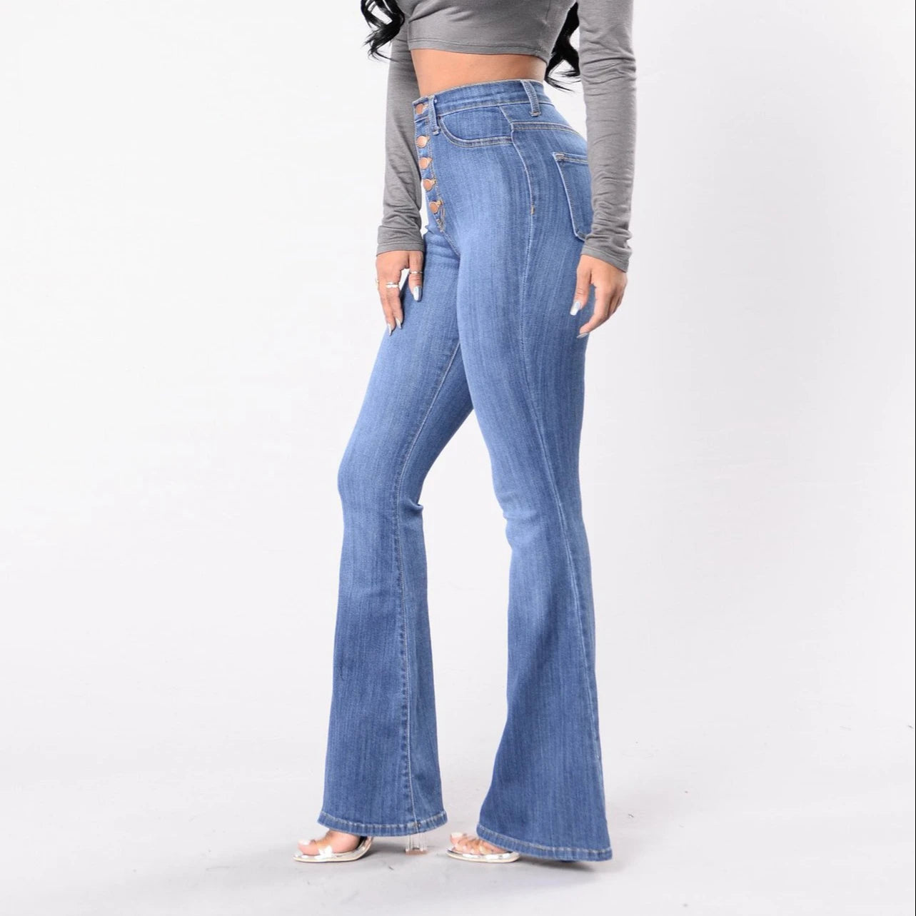 Customized Women's Y2k Slim Vintage Denim Pants High Waist Wide Leg Pants Flared Jeans