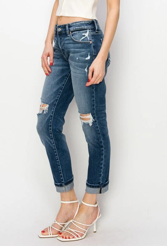 Mid Rise Boy Friend Jeans