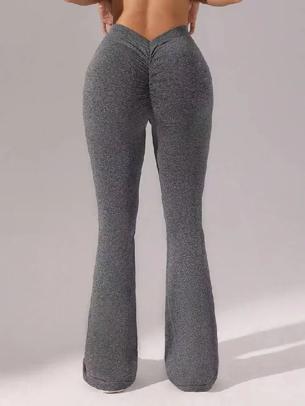 ZASUWA Female Deep V Back Flare Scrunch Bum Leggings