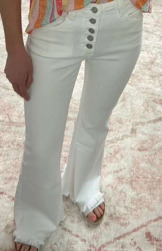 Kancan White High Rise Bell Bottoms