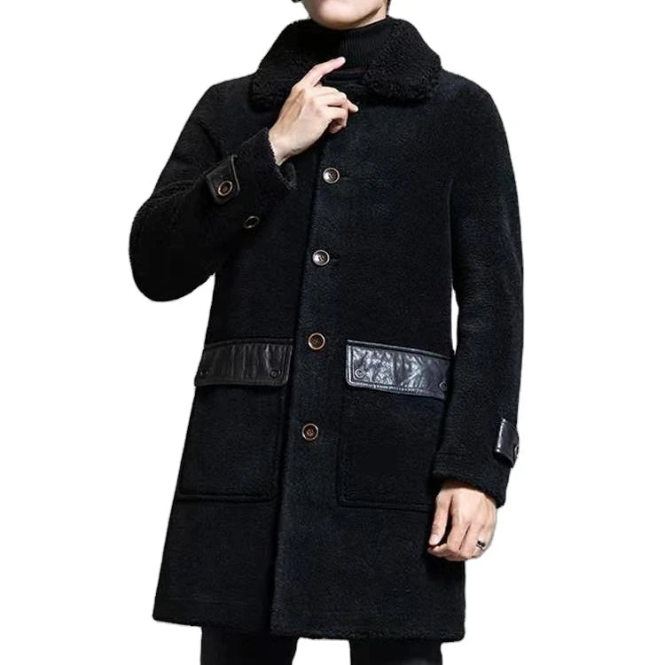 Stylish Winter Coats For Men | Premium Wool And Leather Long Coat With Warm Fur Lining