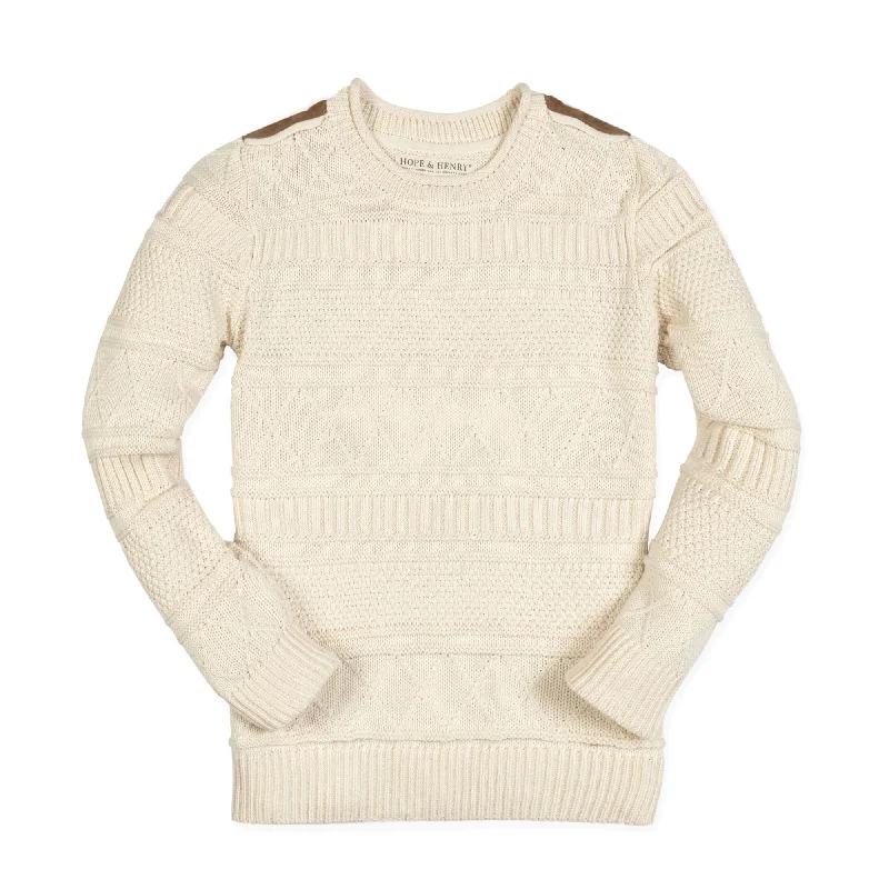 Organic Cable Sweater with Suede Detail - Baby