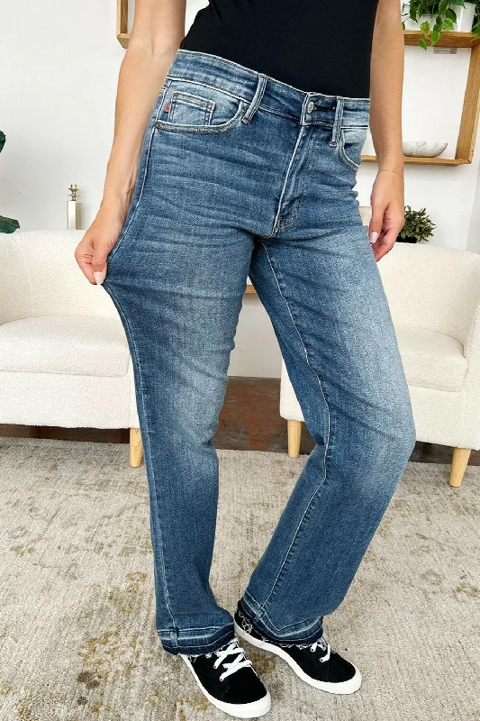 Judy Blue Full Size Mid Rise Release Hem Dad Jeans